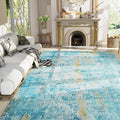 Ompaa Living Room Rug 8x10 Teal Blue Area Rugs Machine Washable Abstract Boho by OmpaaHomeDecor
