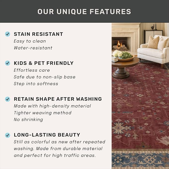 Red 2x8 Long Hallway Runner Rug - Image 7