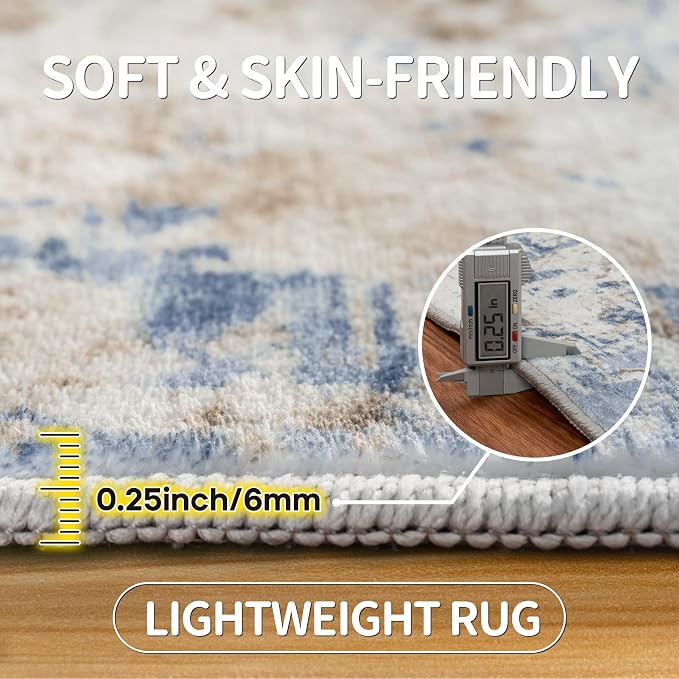 Aelenmu 6x9 Area Rugs for Living Room Bedroom Dining Room Washable Blue | Soft - Image 6