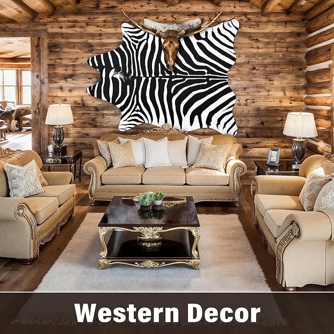AROGAN Premium Faux Zebra Hide Rug 5.2 x 6.2 Feet, Sturdy and Large Size Bear - Image 8