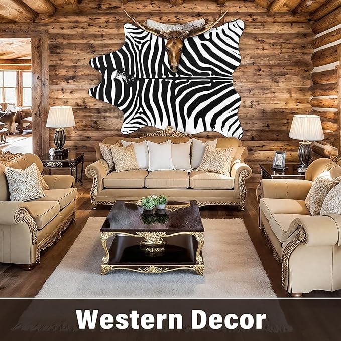 AROGAN Premium Faux Zebra Hide Rug 4.6 x 5.2 Feet, Sturdy and Large Size Bear - Image 8