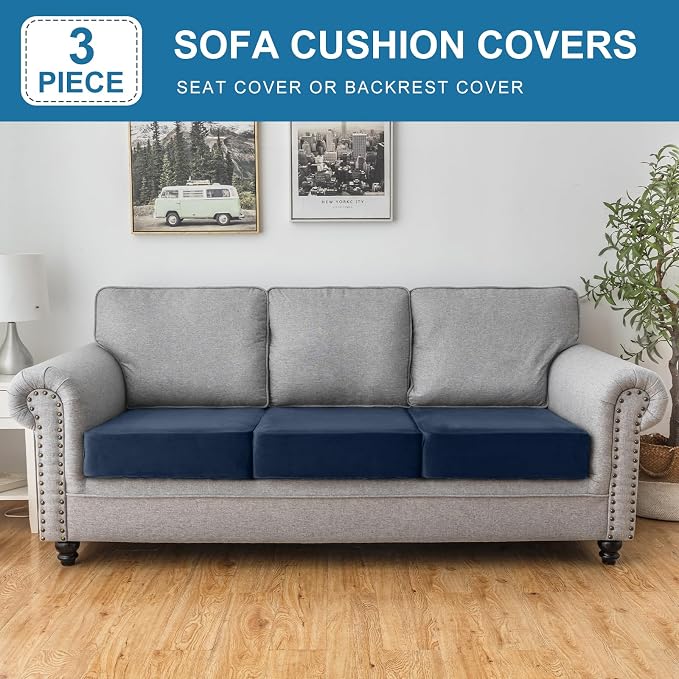 Couch Cover Stretch Velvet Sofa Cushion Cover 3-Piece - Image 3
