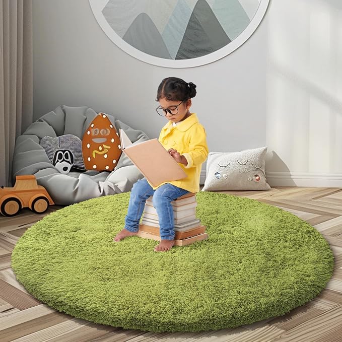 Super Soft Circle Rugs for Girls Princess Castle Toddlers Play Tent 4 Diameter - Image 6