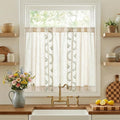 jinchan Belrose Linen Floral Kitchen Curtains 36 inch Length Embroidered by JINCHAN