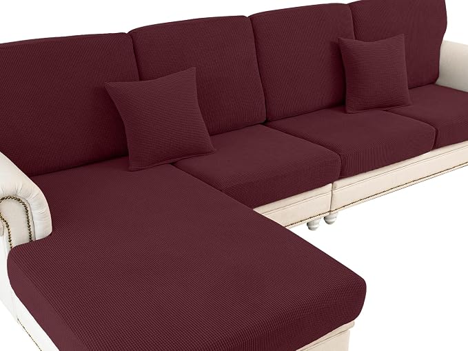 Couch Cushion Covers for Sectional Sofa L Shape Washable Separate Seat Chaise by LA+MEACK