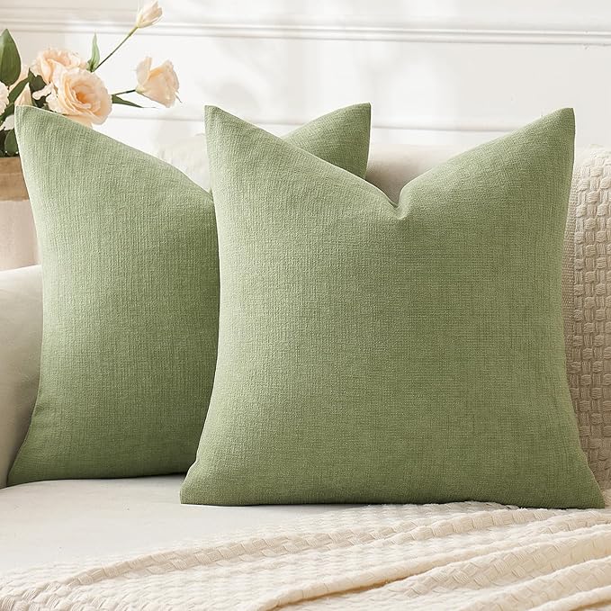 MIULEE Sage Green Chenille Couch Throw Pillow Covers, 16x16 | Set of 2 by MIULEE