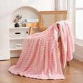 Puncuntex Light Pink Throw Blanket 60"×80" inches Fuzzy 3D Jacquard Decorative by Puncuntex