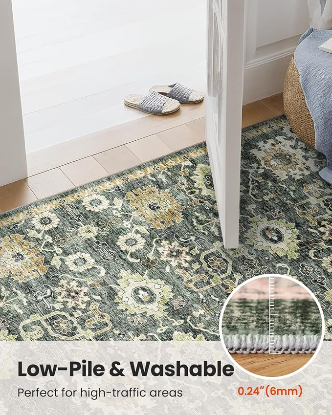 AMADA HOMEFURNISHING 8x10 Washable Area Rug, Low-Profile Large Area Rug - Image 7