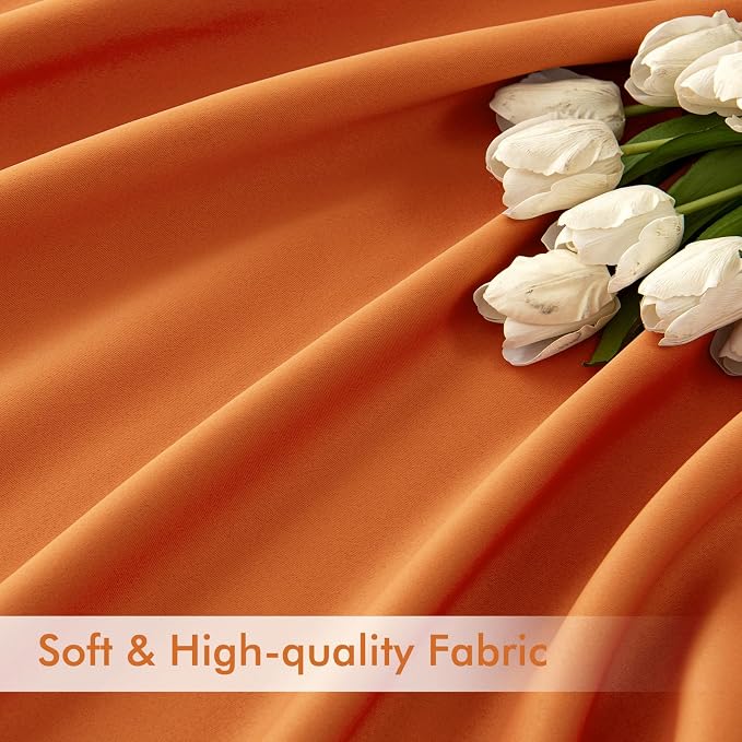 MIULEE Orange Back Tab Blackout Curtains 108 Inch Long 2 Panels Set - Image 6