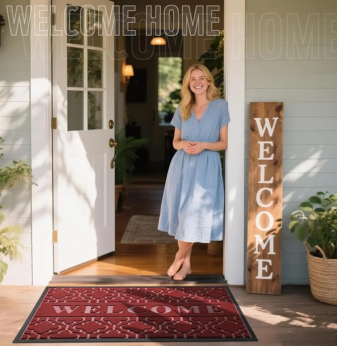 Yimobra Welcome Mat Outdoor Indoor, All-Season Waterproof Front Door Mat - Image 2