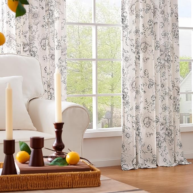 jinchan Linen Blend Curtain Floral Curtains - Image 7
