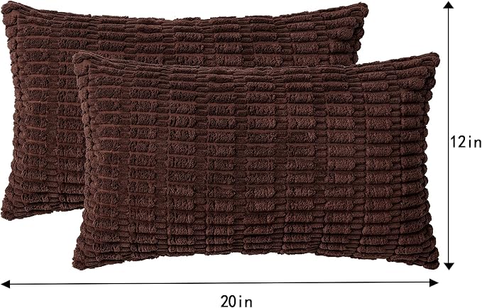 Pack of 2 Corduroy Decorative Throw Pillow Covers 12x20 InchSoft Boho Striped - Image 4