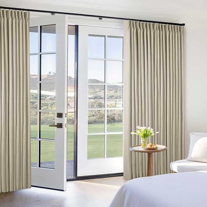 Burlywood Birch Pleated Blackout Linen 102 Inch Long Curtains 60 Inch Wide | - Image 7