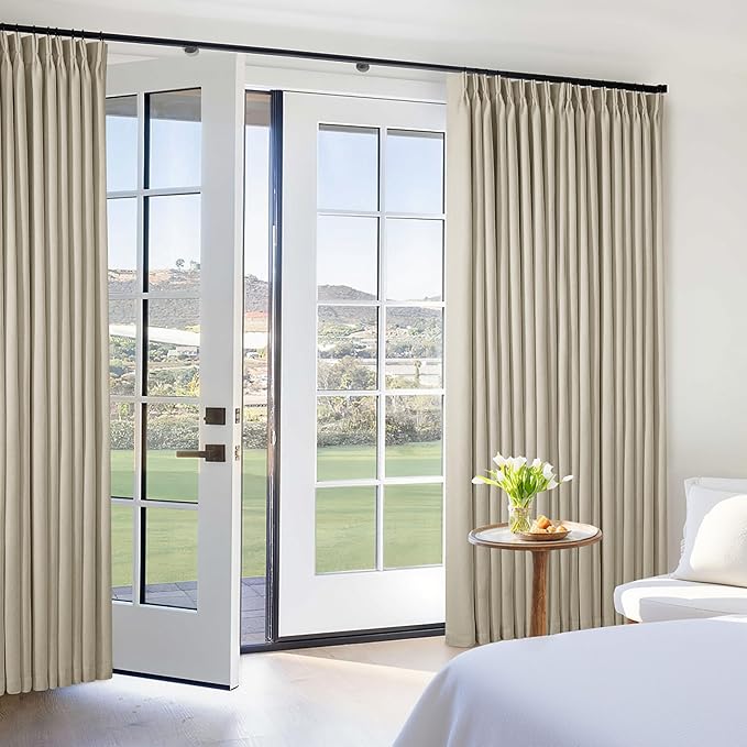 Burlywood Birch Pleated Blackout Linen 92 Inch Long Curtains 60 Inch Wide | - Image 6