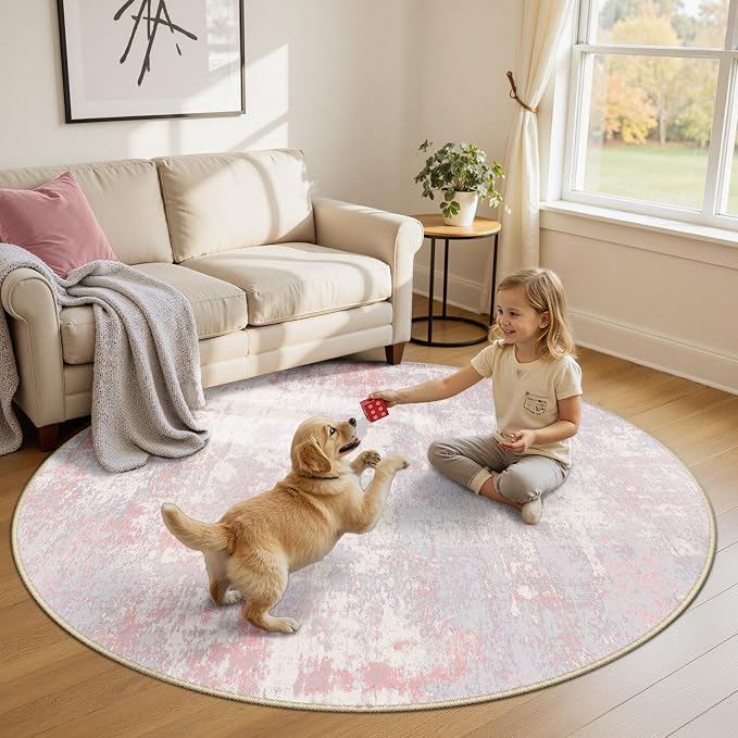 Washable Area Rugs 6ft Non-Slip Modern Abstract Soft - Image 2
