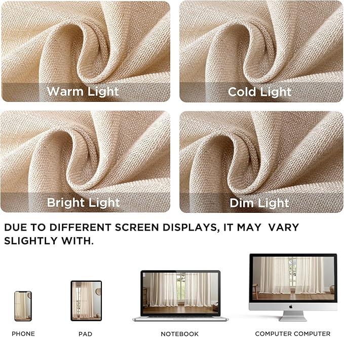 Joydeco Linen Curtains 108 Inch Length 2 Panel Sets, Light Filtering Curtains - Image 3