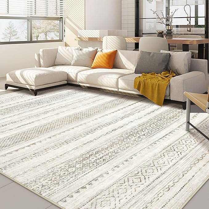 Nakagishi 8x10 Area Rugs Living Room: Washable Boho Large Neutral Soft by NakagishiAreaRug