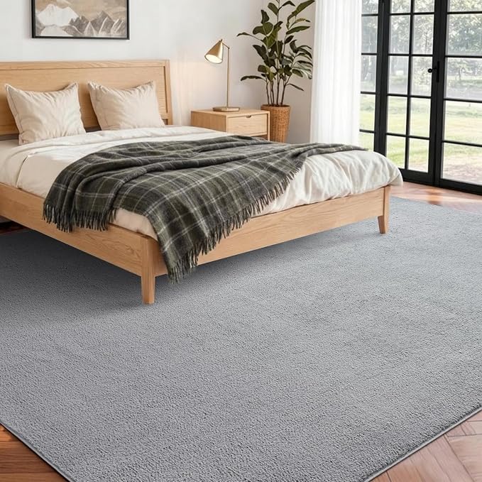 FinRèc 5x7 Washable Area Rugs for Bedroom Living Room, Low Pile Thin Rug Solid - Image 2
