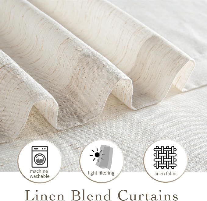 RYB HOME Sheer Curtains 108 inches Long Linen Blend Vertical Extra Long High - Image 4