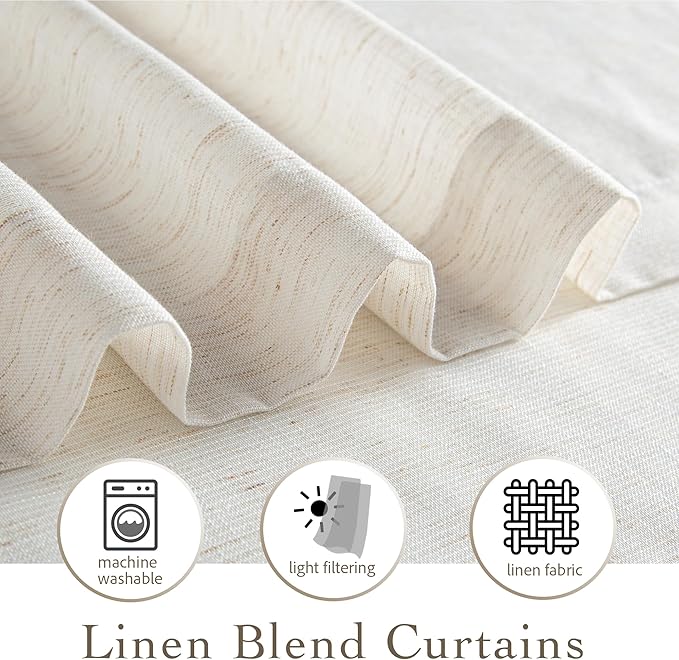 RYB HOME Sheer Curtains 84 inches Long Linen Blend Light & Airy Vertical - Image 5