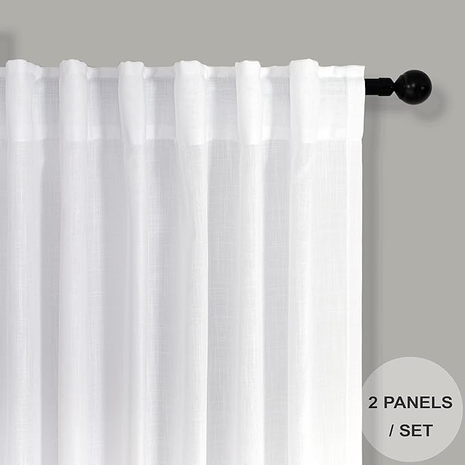 Pitalk White Curtains 38 Inch Wide - Image 2