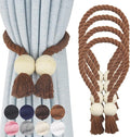 4 Pack Magnetic Curtain Tiebacks Cotton Hand Woven Tie Back Decorative Rope by CurtianTiebacks