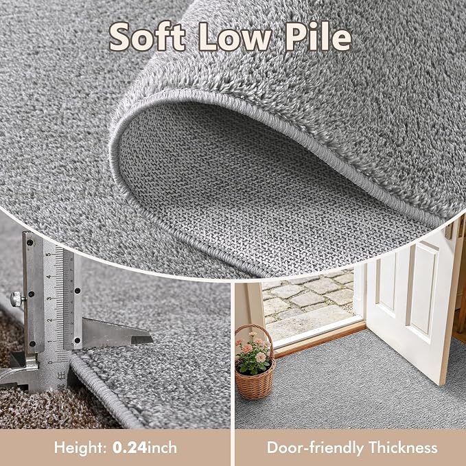 4x6 Grey Area Rug Washable Non-Slip Soft Thin - Image 5