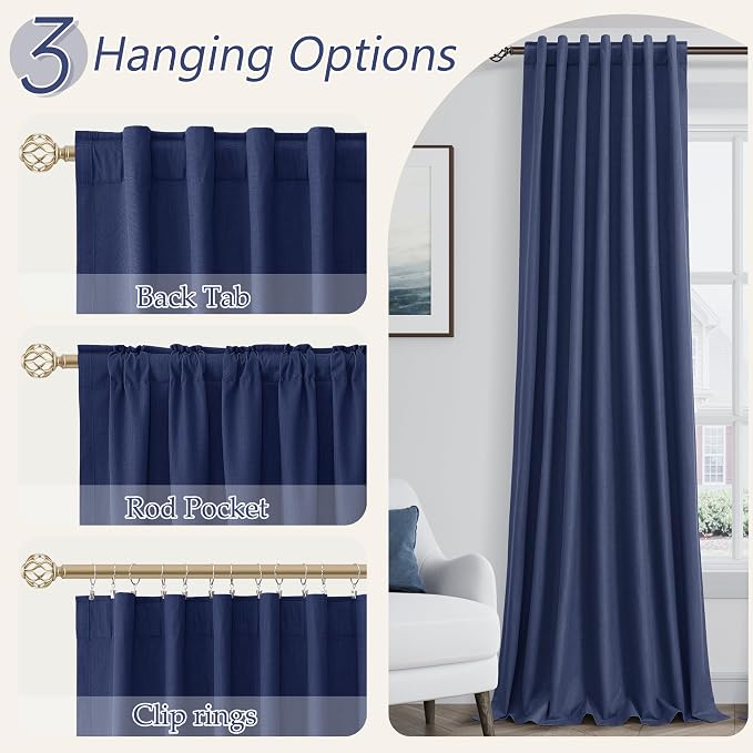 Guken 100% Blackout Curtains 108 Inch Length 2 Panels Set - Image 6