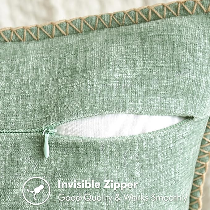 MIULEE Pack of 2 Couch Throw Pillow Covers 20x20 Inch Greyish Green Farmhouse - Image 3