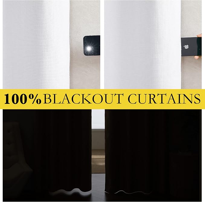 NICETOWN 100% Absolutely Blackout Linen Curtains - Image 2