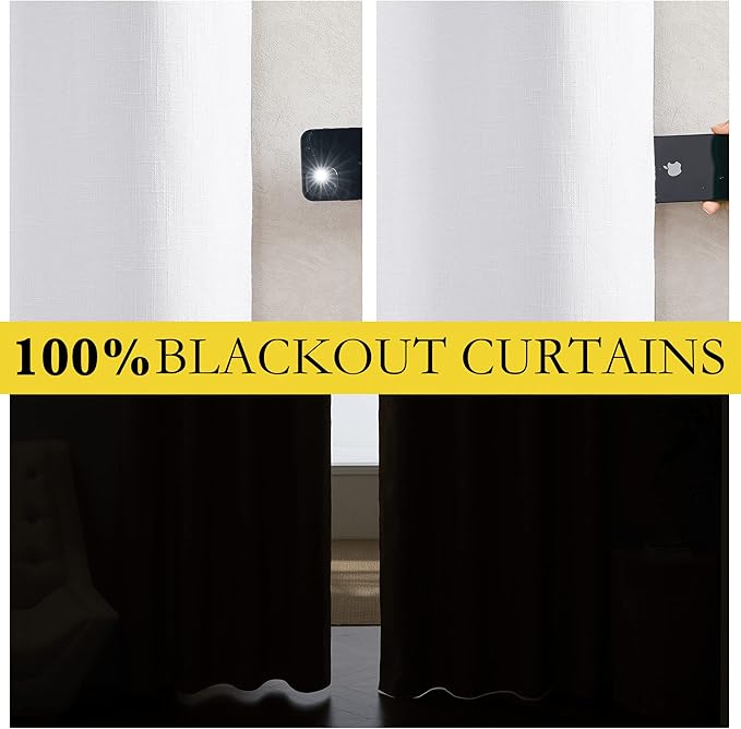 NICETOWN 100% Absolutely Blackout Linen Curtains - Image 2
