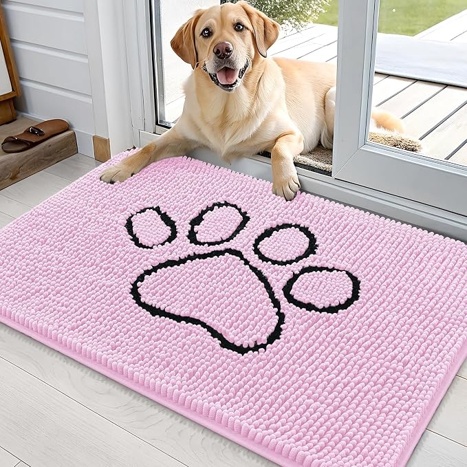 OLANLY Dog Door Mat for Muddy Paws 36x24, Paw Print Design, Absorbs Moisture by OLANLY