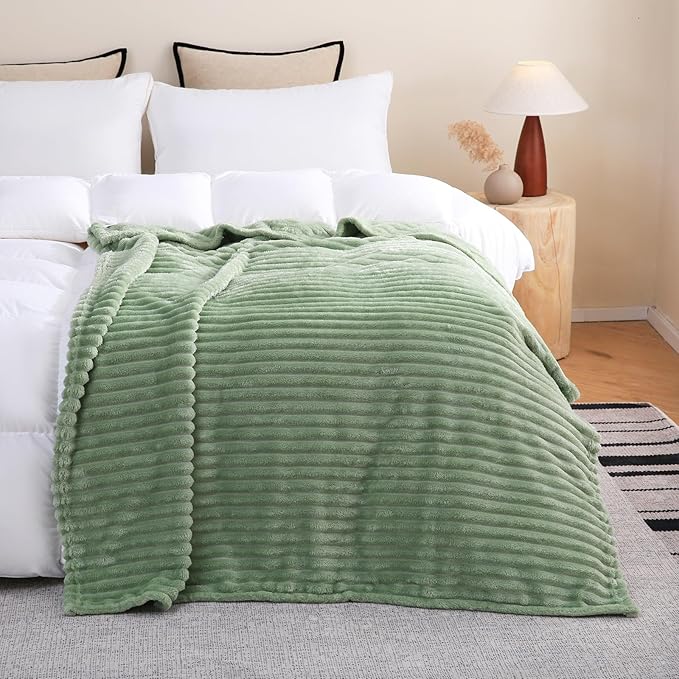 Sage Green Fleece Throw Blanket 108”×90” - Image 2