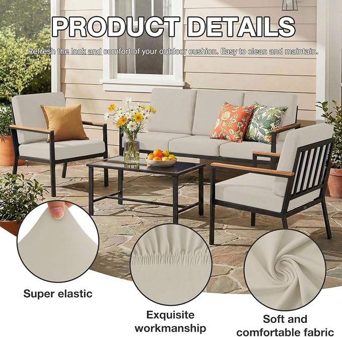 hyha 14Pcs Patio Cushion Covers, Stretch Outdoor Couch Cushion Covers - Image 3