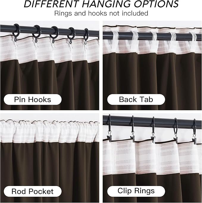 RYB HOME Brown Blackout Curtains 84 inches Long Velvet, Room Darkening Thermal - Image 4
