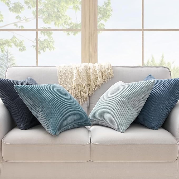 Topfinel BlueGray Decorative Throw Pillow Covers 16x16 Inch Set of 4, Soft - Image 2