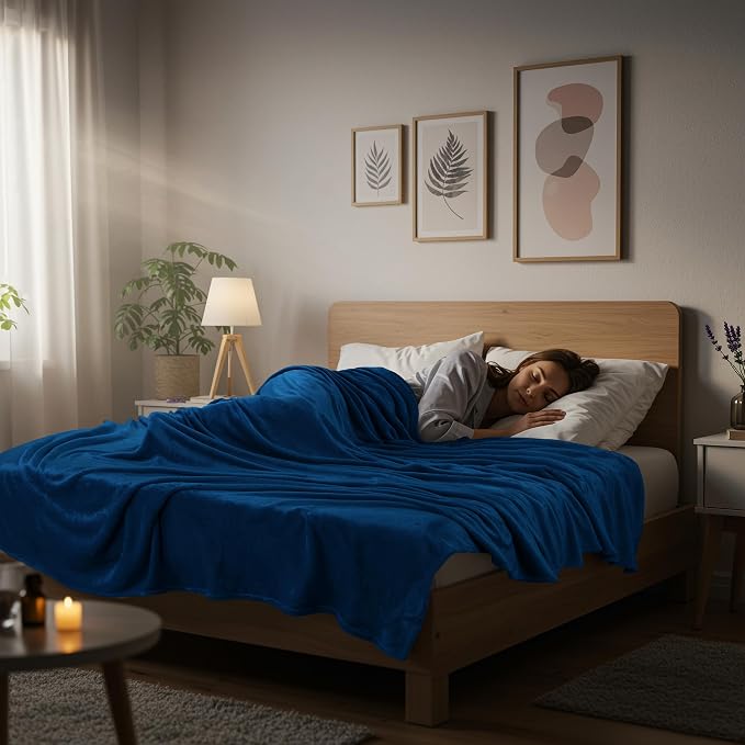 Utopia Bedding Ultra Soft Fleece Bed Blanket King Size Navy | Microfiber Plush - Image 3