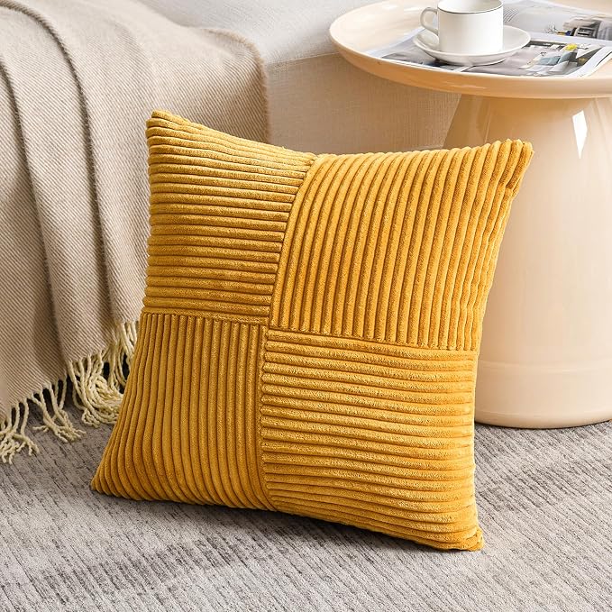 Fancy Homi 2 Packs Gold Yellow Big Decorative Throw Pillow Covers 24x24 Inch - Image 2