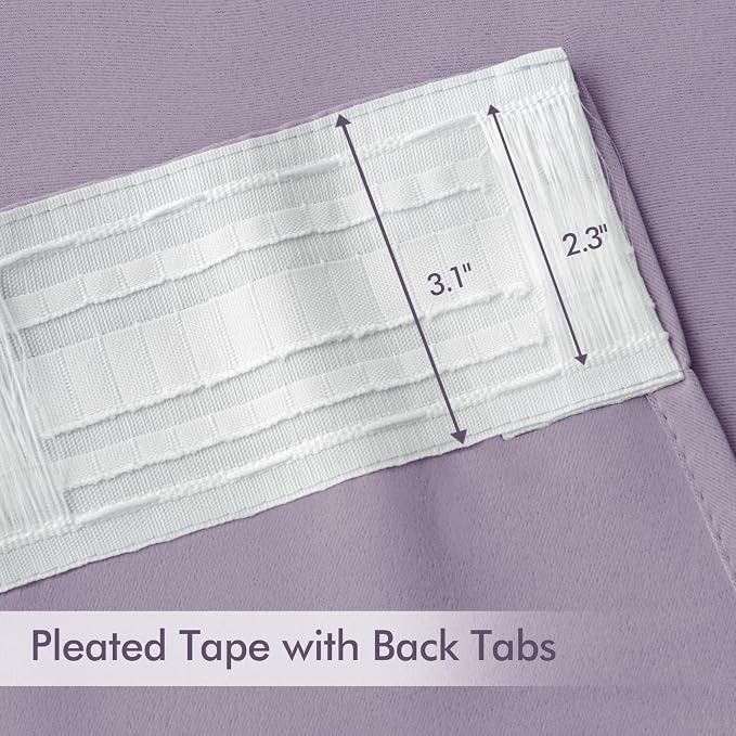 MIULEE Lilac Back Tab Blackout Curtains 72 Inches Long 2 Panels Set - Image 4