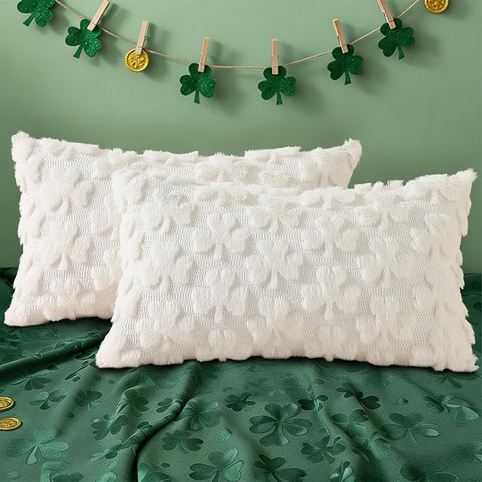 decorUhome St. Patrick’s Day Shamrock Pillow Covers 12x20 Inch Set of 2 - Image 6