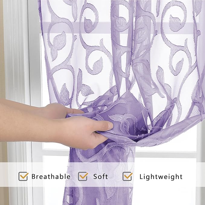 OWENIE Furman Sheer Curtains 63 inch Length - Image 3