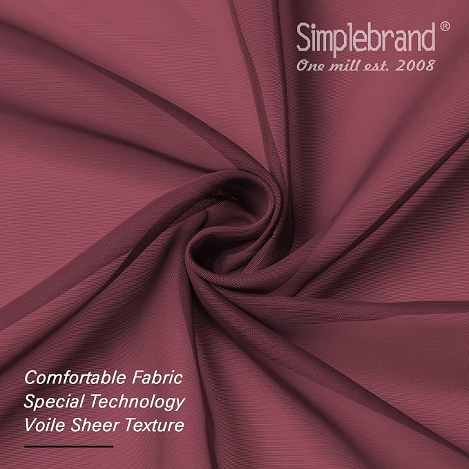 Simplebrand Red Short Sheer Curtains 45 Inch Length - Image 7
