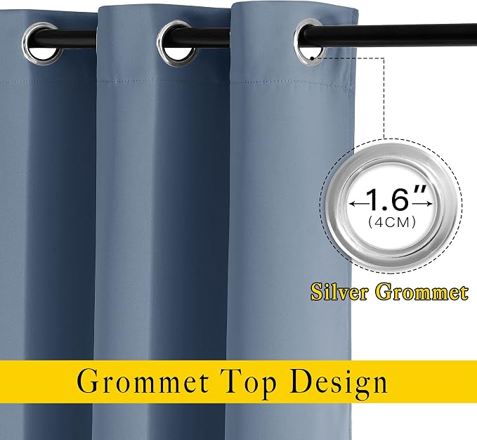 NICETOWN Stone Blue Short Curtains 36 inches Long - Image 2