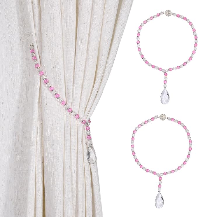 SUQ I OME 1 Pair of Luxury Crystal Beaded Magnetic Curtain Tieback and Holdback - Image 2