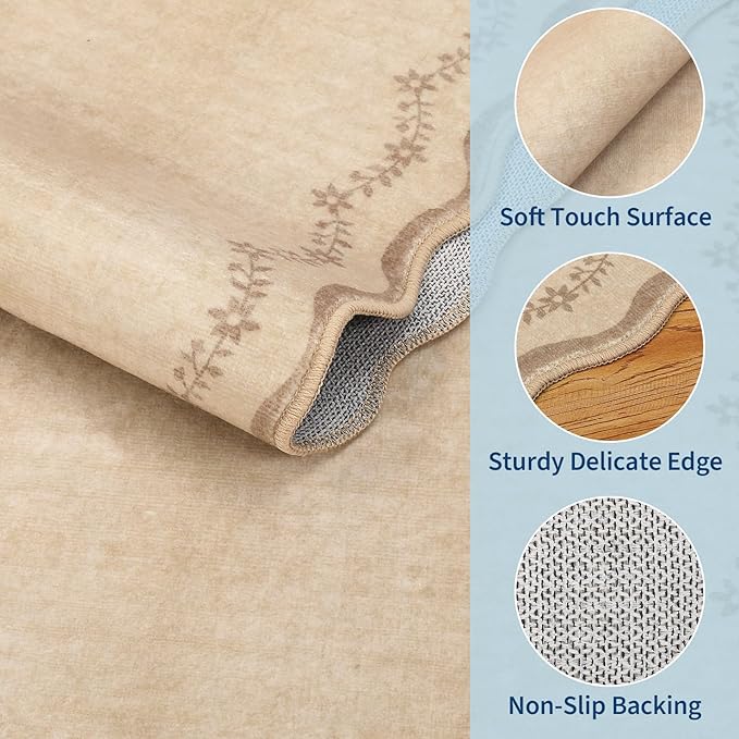 GarveeHome 2.5x10 Scalloped Washable Runner Rug Long Hallway Kitchen Rug | Soft - Image 4