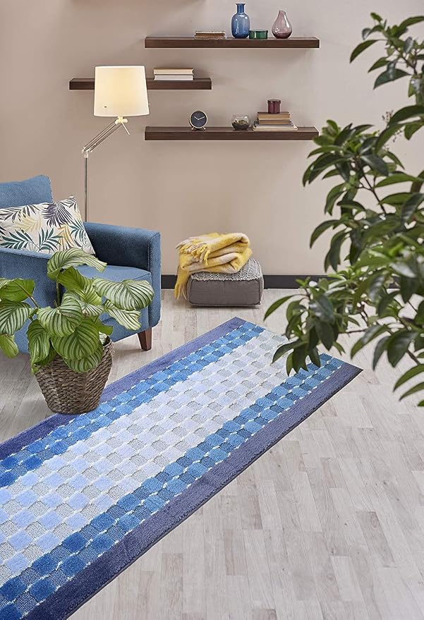 25 Ft Blue Extra Long Hallway Runner Rug, Custom Size, Non Slip Washable | - Image 4