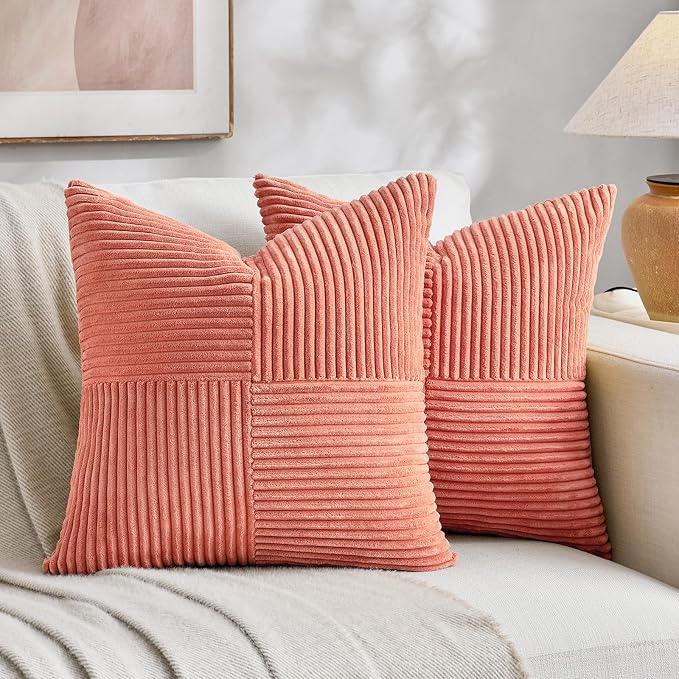 Fancy Homi 2 Packs Coral Decorative Throw Pillow Covers 20x20 Inch by Fancy+Homi