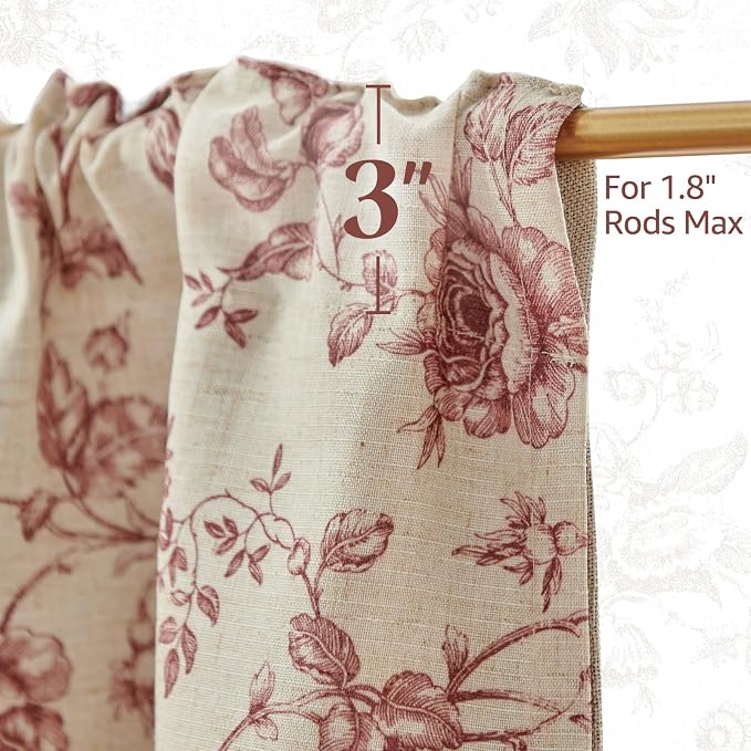 jinchan Amlie Floral Linen Valance Curtain Farmhouse Kitchen Valance - Image 8