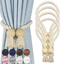 4 Pack Magnetic Curtain Tiebacks Cotton Hand Woven Tie Back Decorative Rope by CurtianTiebacks