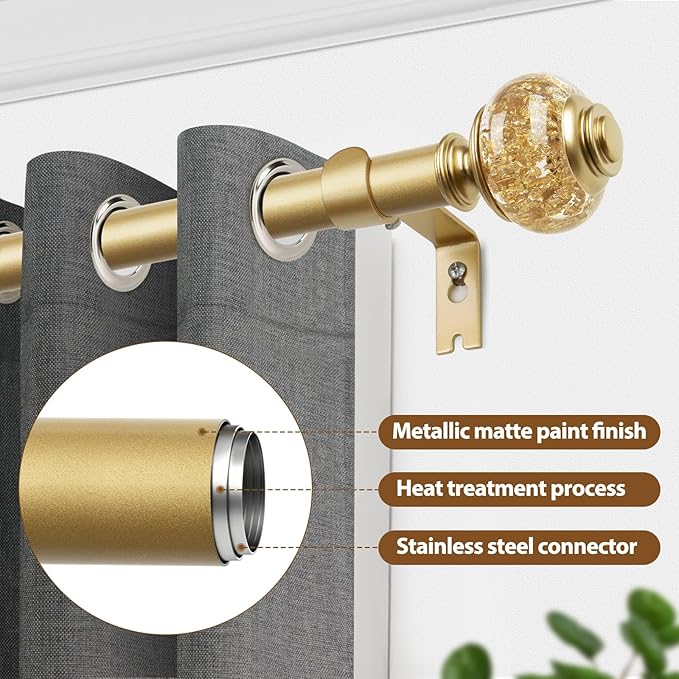 2 Pack Luxury Gold Curtain Rods - Image 4